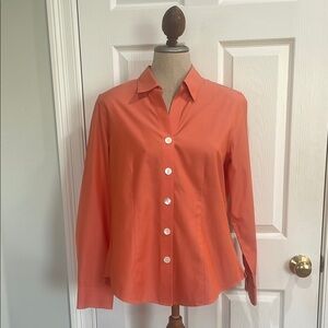 Coldwater Creek wrinkle free Orange Collar Button down long sleeve Shirt women M